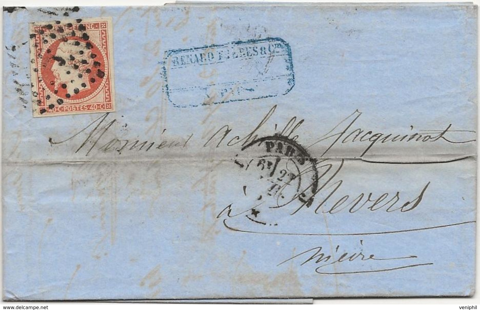 LETTRE AFRRANCHIE N° 16 -TB - OBLITERATION LOSANGE J -PARIS 1857 -COTE : 30 € - 1877-1920: Semi Modern Period