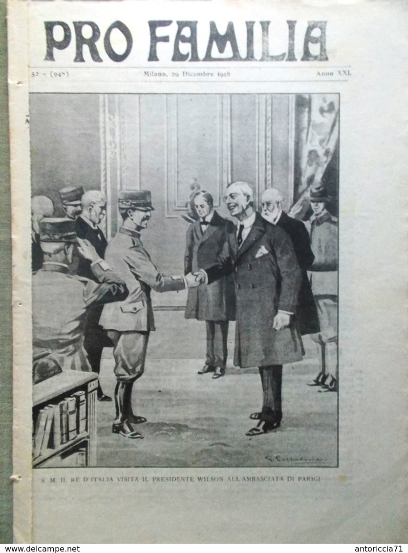 Pro Familia Del 29 Dicembre 1918 WW1 Wilson Jugoslavia Zagabria Lubiana Parigi - Guerra 1914-18