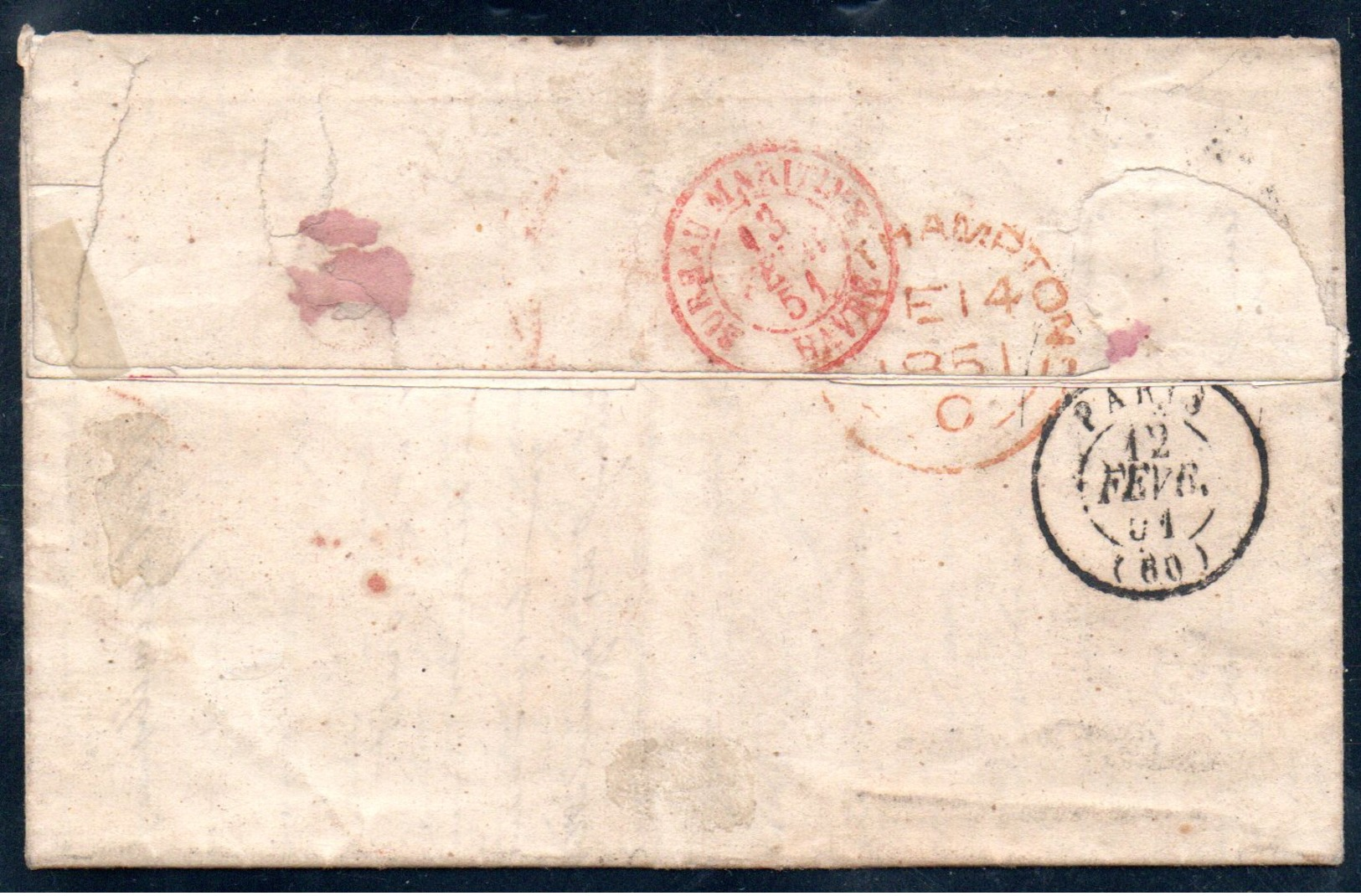 ** RARE ** - Lettre De 1851 à Destination Des USA Affranchie à 1f 50 - Lire Descriptif - 1849-1850 Ceres