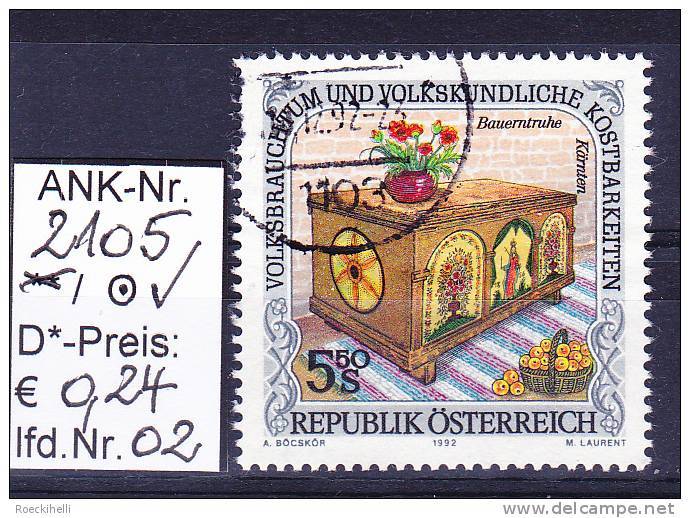 18.9.1992 -  SM Aus Satz  "Volksbrauchtum .....(Bauerntruhe)" -  O  Gestempelt - Siehe Scan  (2105o 01-04) - Usados