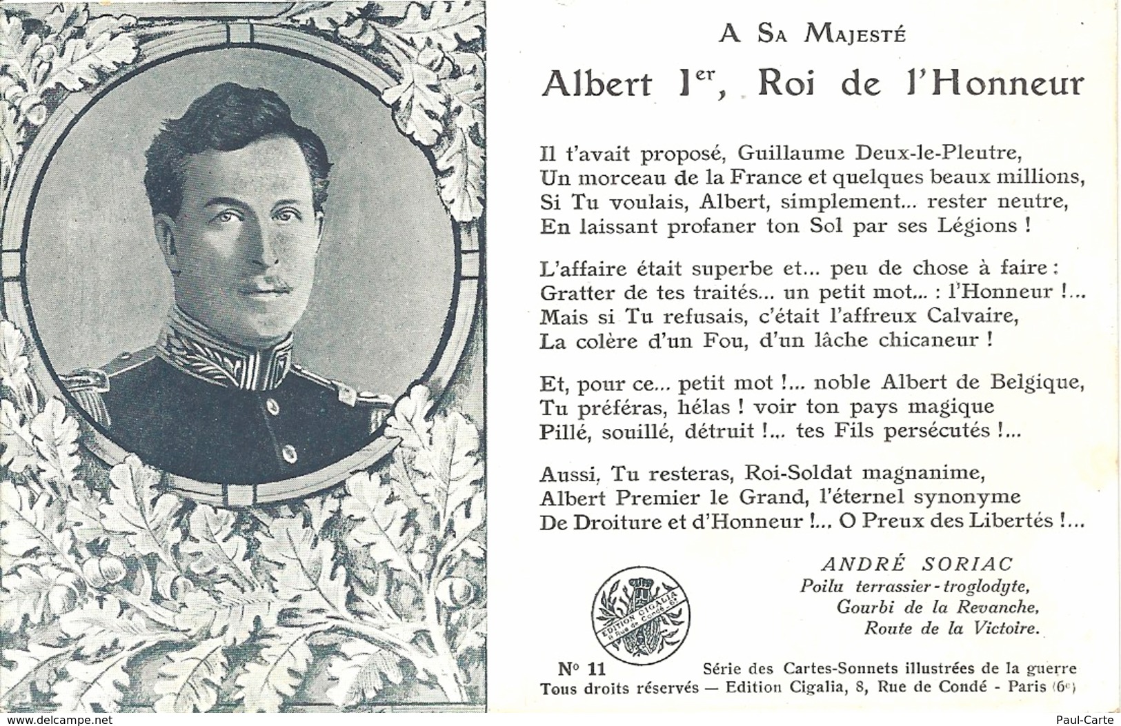 Guerre 1914-18, Cartes Sonnets Illustrees De La Guerre N°11 - Weltkrieg 1914-18