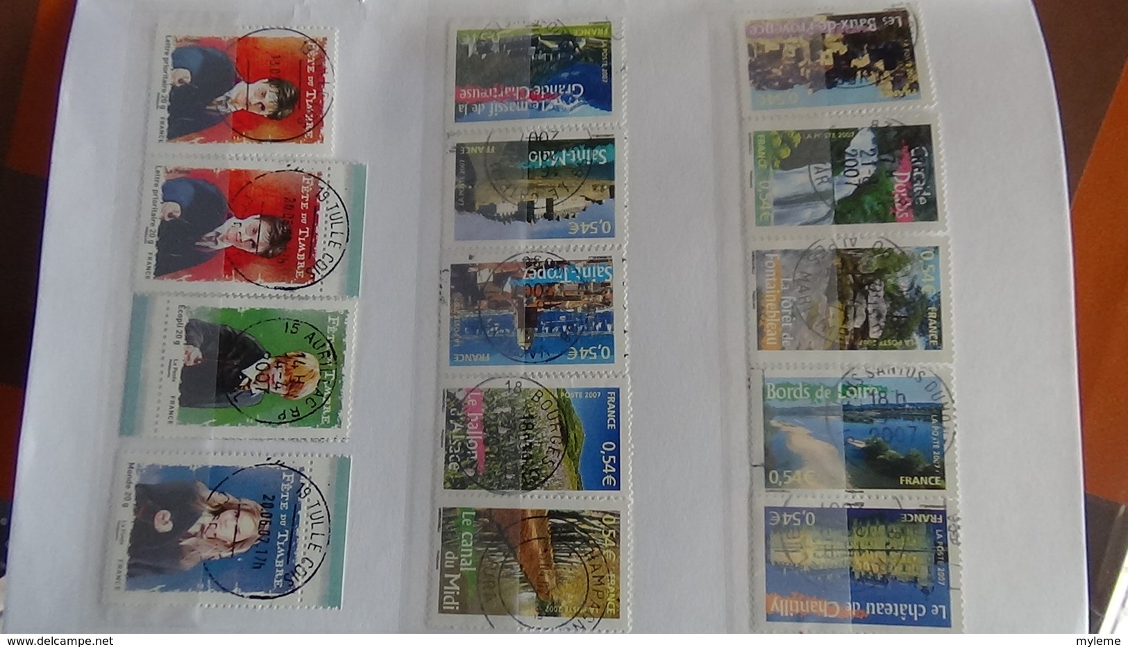 B364 Bon lot de timbres de France avec oblitérations rondes. Très sympa !!!