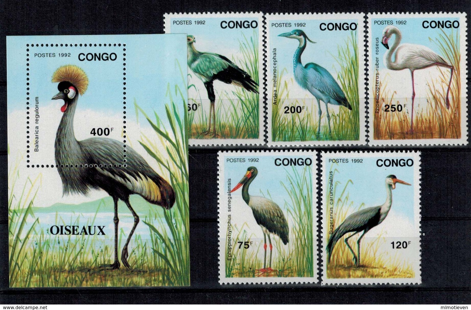 MBP 07102019_0006 MINT ¤ CONGO 1992-1992 KOMPL. SETS ¤ BIRDS OF THE WORLD - Kraanvogels En Kraanvogelachtigen