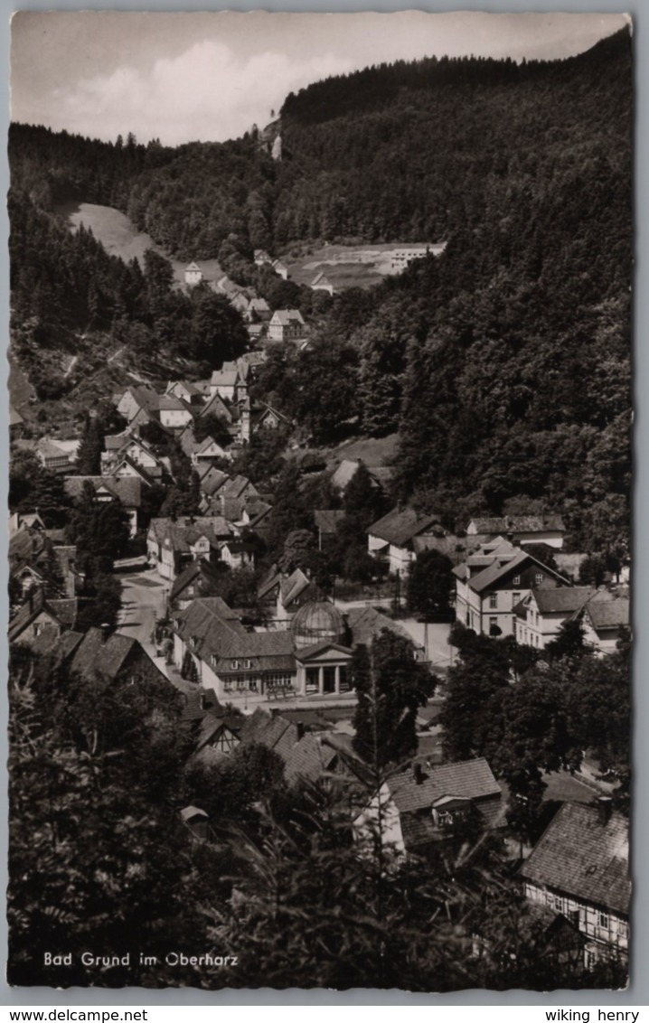 Bad Grund - S/w Ortsansicht 1  Cafe Iberger Kaffeehaus Mit Zusatzstempel - Bad Grund