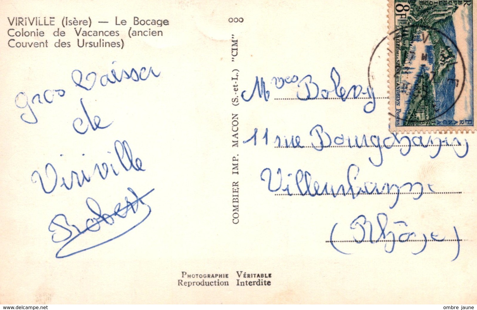 T1 - Carte Photo - Cpsm 38 - VIRIVILLE - Le Bocage Colonie De Vacances - Ancien Couvent Des Ursulines - Viriville