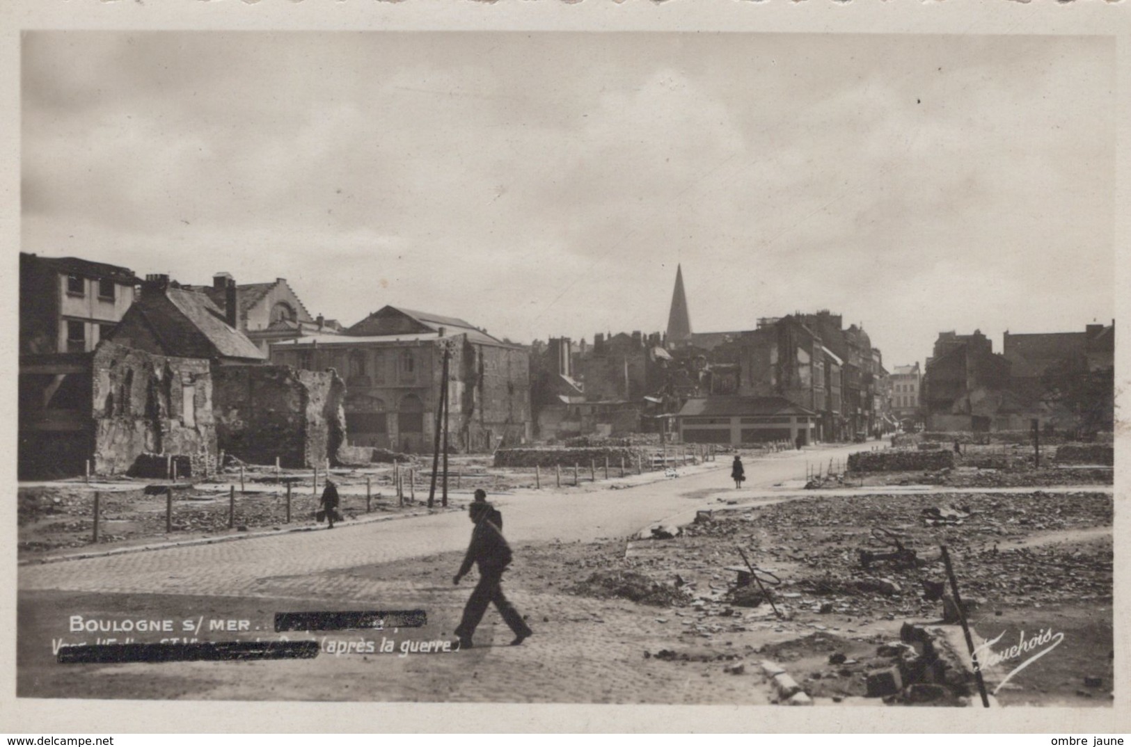 T1 - Carte Photo - Cpsm 62 - BOULOGNE SUR MER - La Rue Thiers Après La Guerre - Boulogne Sur Mer