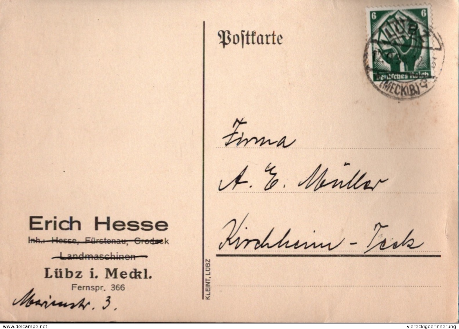 ! 2 Belege 1934 Aus Lübz In Mecklenburg - Briefe U. Dokumente