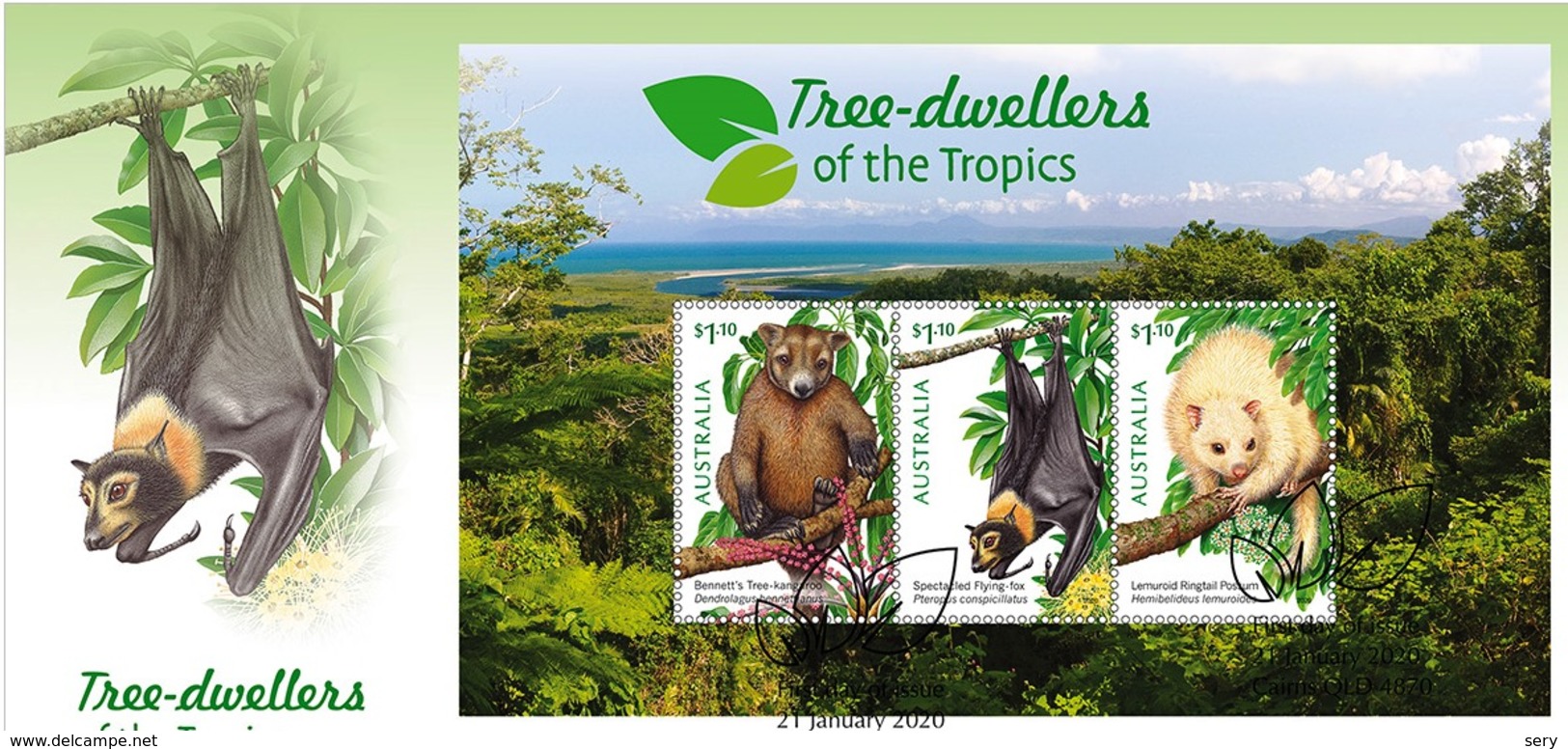 Australia 2020 FDC Tree-dwellers Of The Tropics Tree-kangaroo Flying Fox Ringtail Possum - Altri & Non Classificati