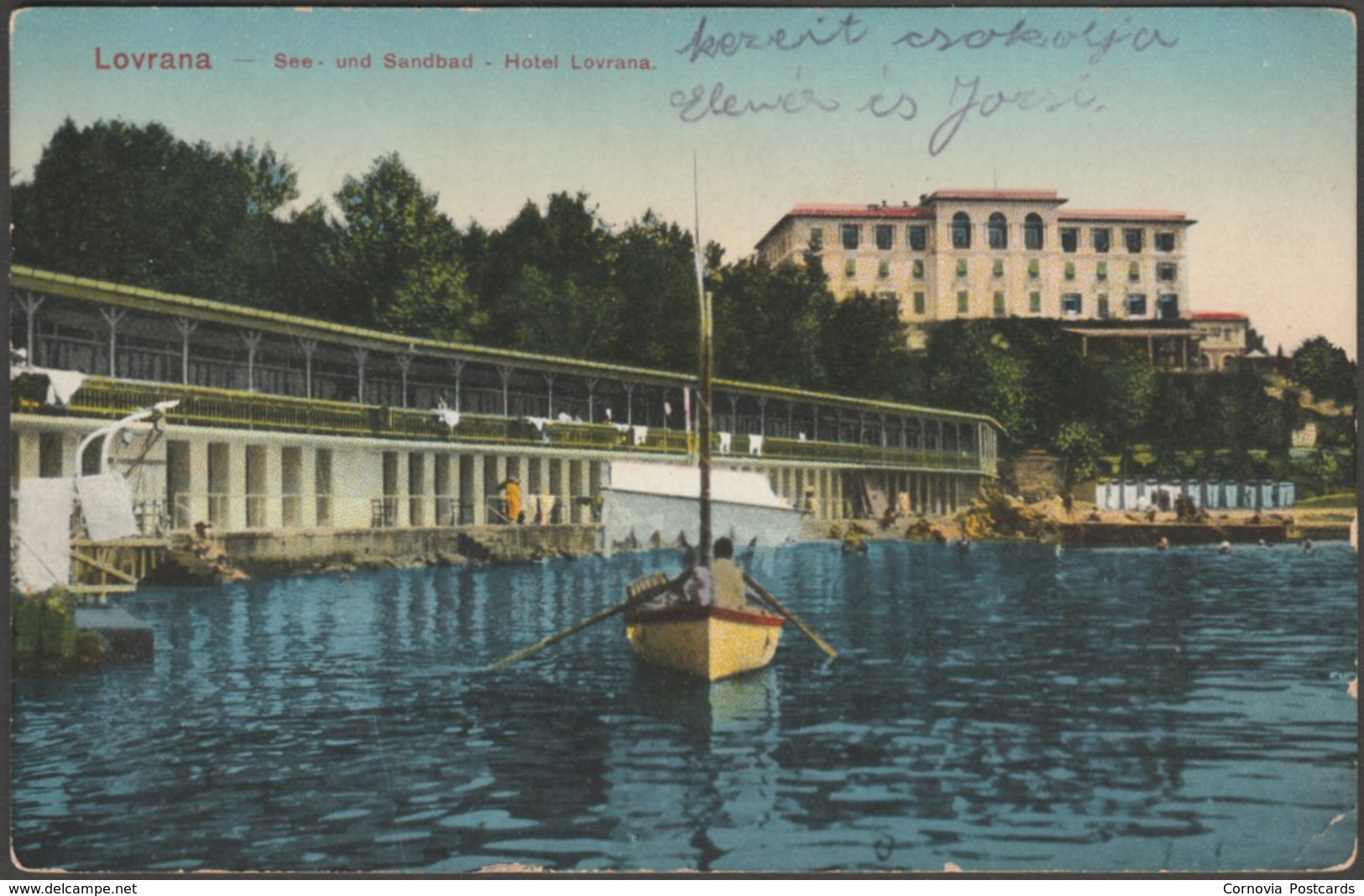 See Und Sandbad, Hotel Lovrana, Lovrana, 1918 - AK - Croatia