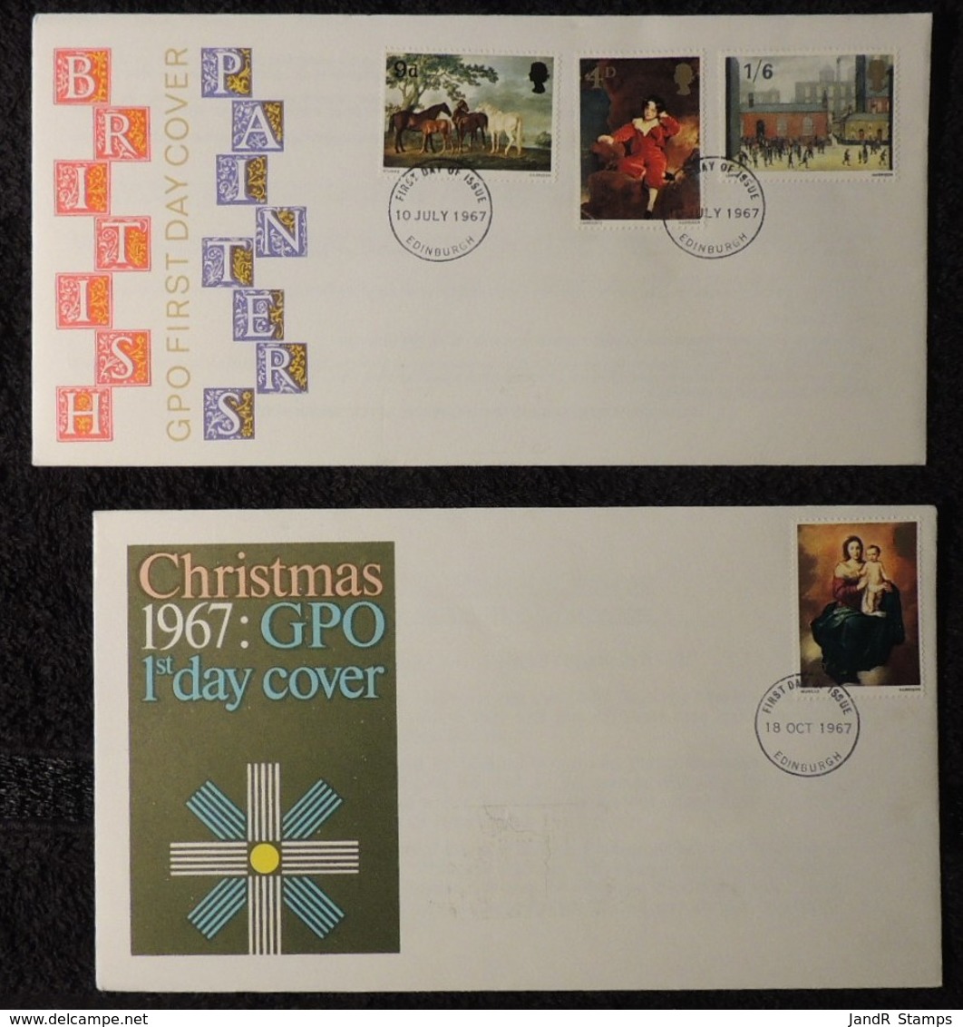 Great Britain 1967 X2 FDC - Paintings And Christmas JandR Stamps 127072 - 1952-1971 Pre-Decimal Issues