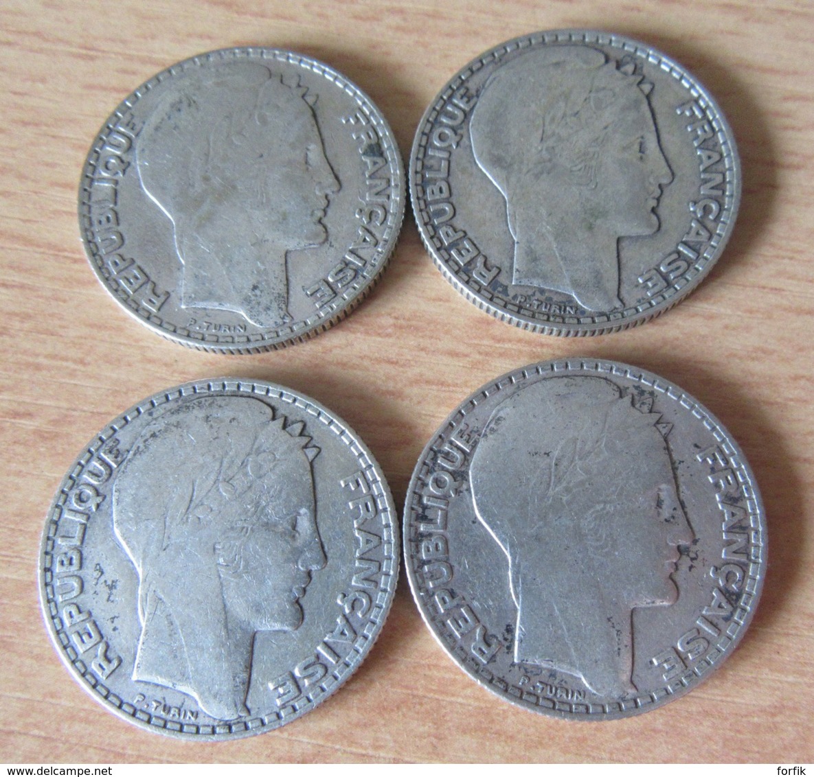 Achat immédiat - France - Lot de 14 Monnaies 10 Francs Turin en Argent - 1929 à 1934