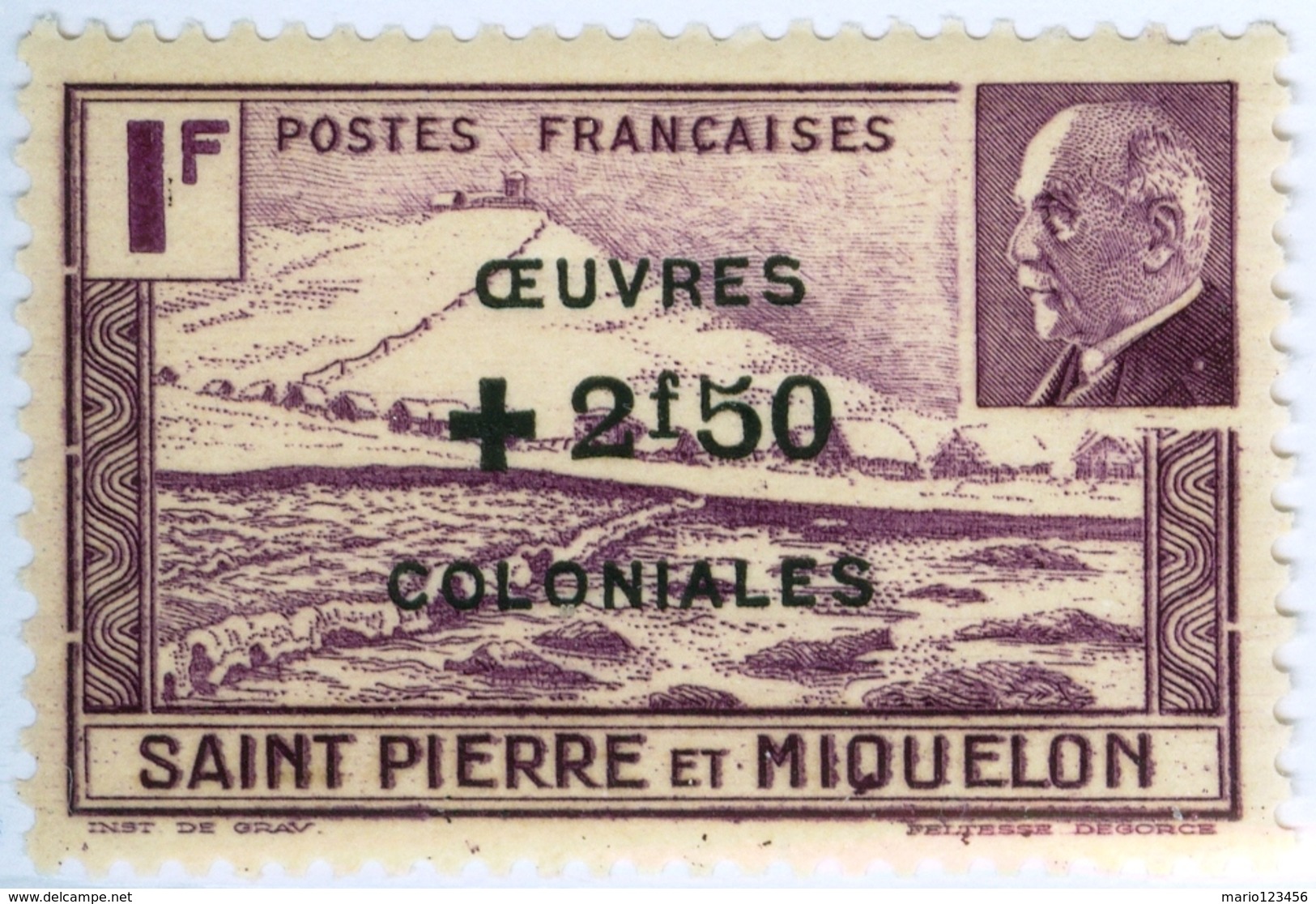 SAINT PIERRE MIQUELON, COLONIA FRANCESE, OPERE COLONIALI, 1944, FRANCOBOLLO NUOVO (MNH**)  Mi: 328, Scott: B12, YT  313 - Nuovi