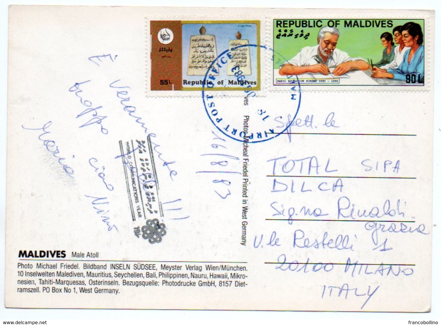 MALDIVES - MALE ATOLL (PHOTO MICHAEL FRIEDEL N.23/60) / THEMATIC STAMPS-EDUCATION - Maldives