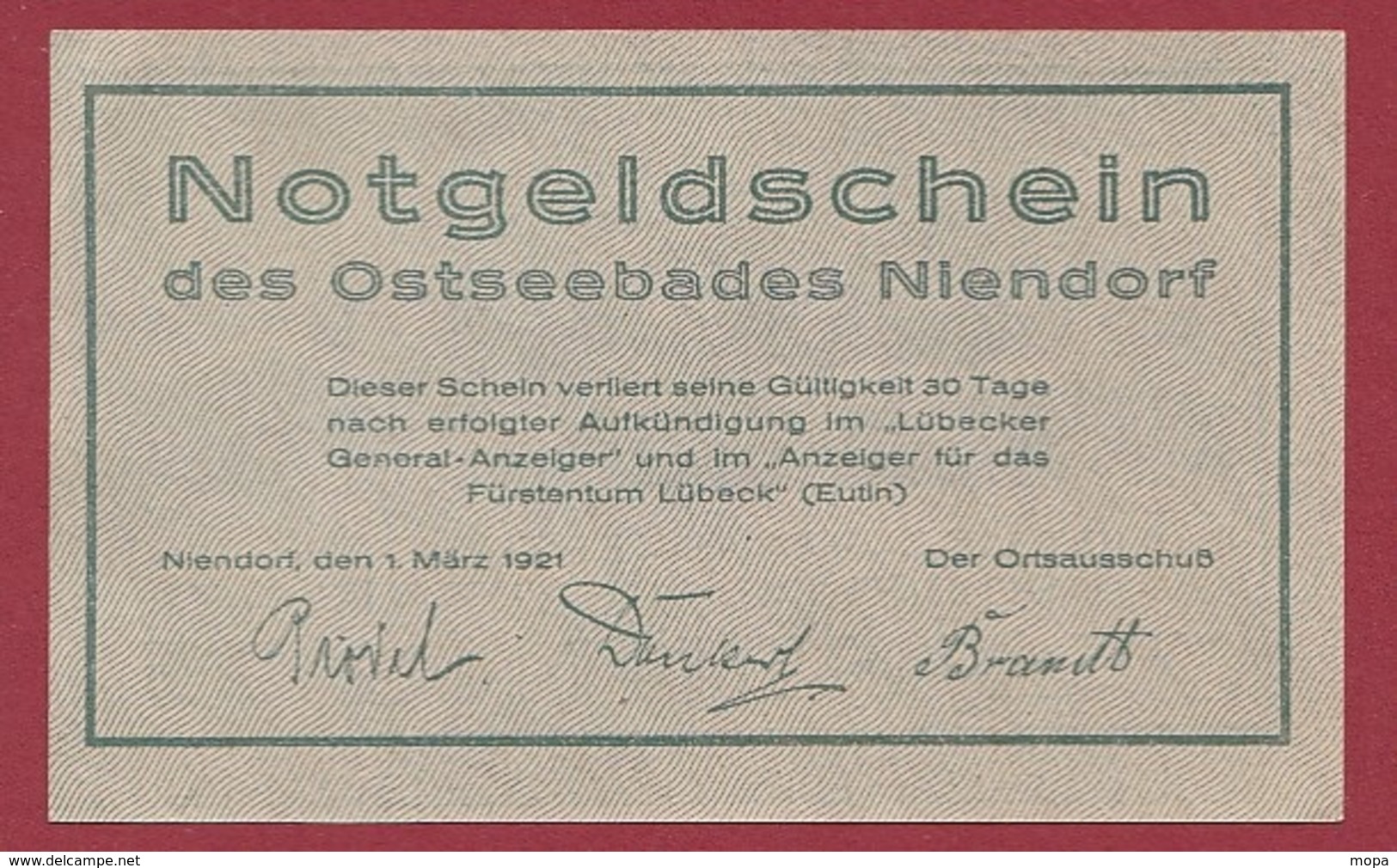 Allemagne 1 Notgeld De 75 Pfenning Niendorf Dans L 'état N °5669 - Collections