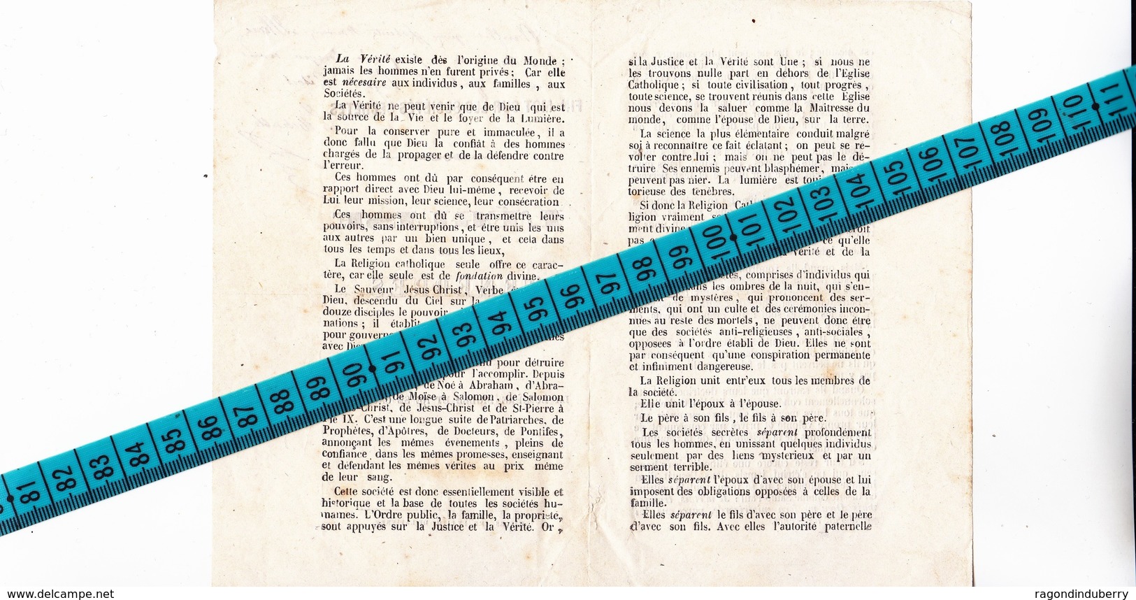 27 - GISORS - FRANC-MACONNERIE -  Panflet D'un Jésuite Vers 1850 Contre La Fondation De La LOGE Des Frères De BLANMONT - - Religion & Esotérisme