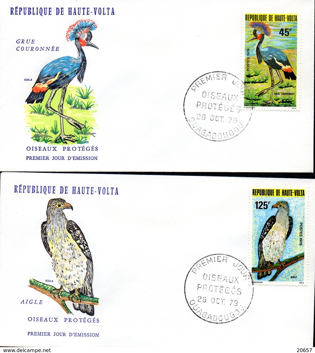 Haute-Volta 497/503 Fdc Oiseaux Protégés, Vautour, Autruche, Aigle, Grue, Aigrette, Huppe, Série Complète - Autres & Non Classés