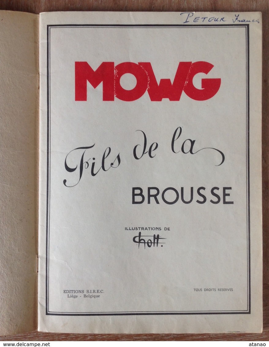 Mowg Fils De La Brousse BD De Choll Aux éditions Sirec Liège 1075/3 - Andere & Zonder Classificatie