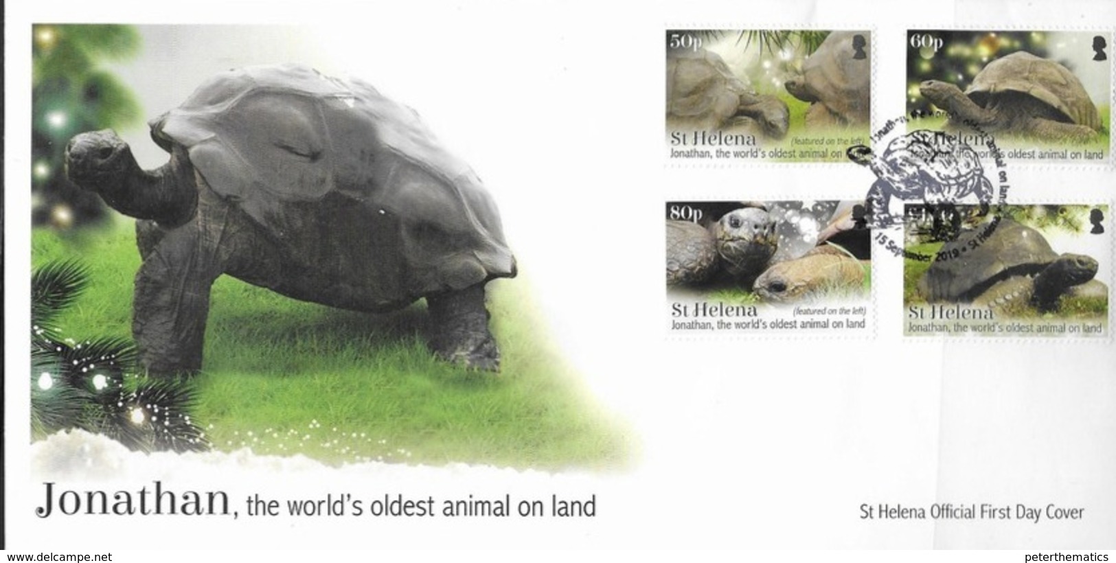 ST. HELENA, 2019,  TORTOISES, TURTLES, JONATHAN , THE WORLD'S OLDEST ANIMAL, 4v On FDC - Tortues