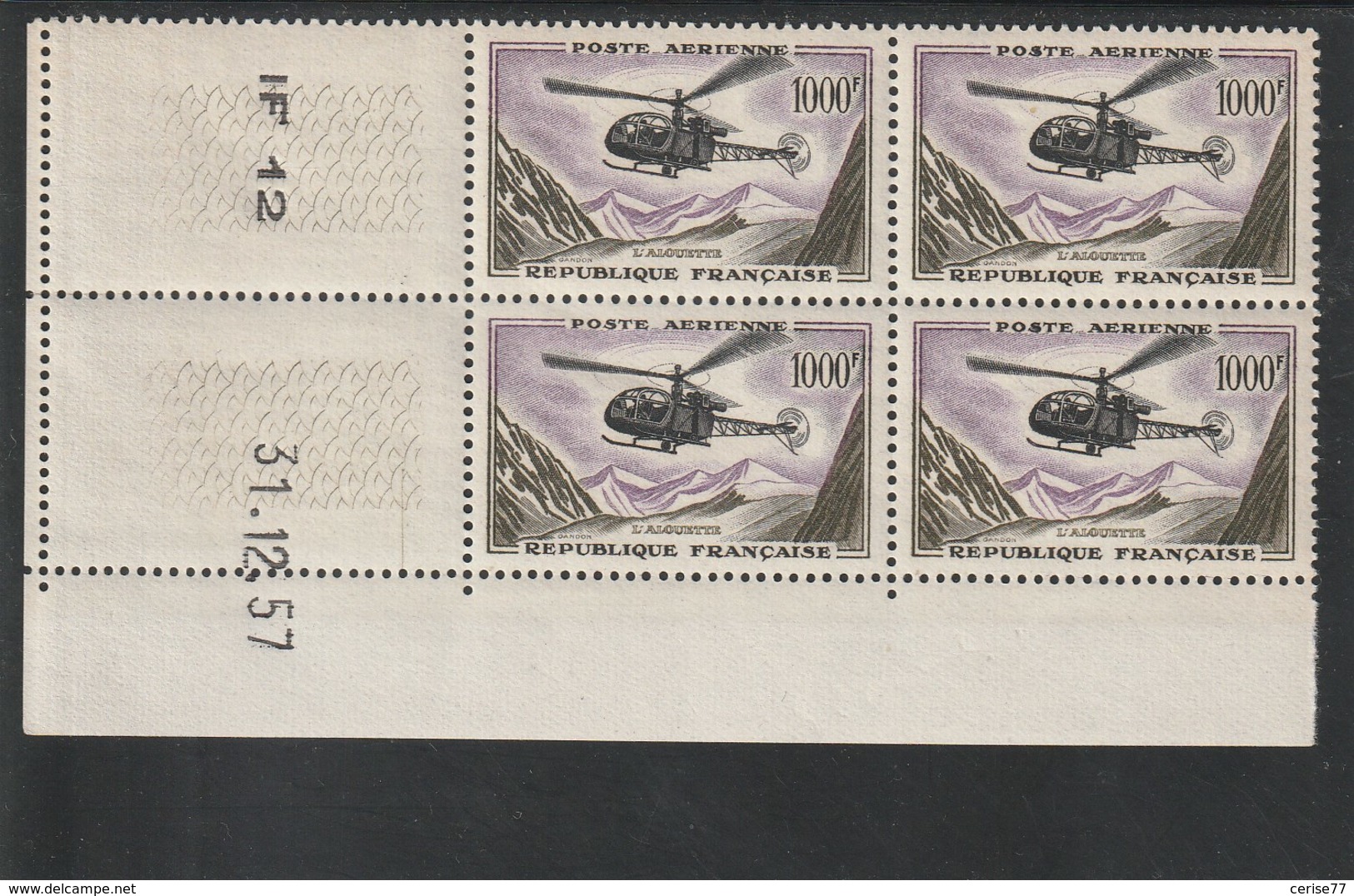 Coin Daté  Poste Aérienne ** N° 37   31/12/57 - Airmail