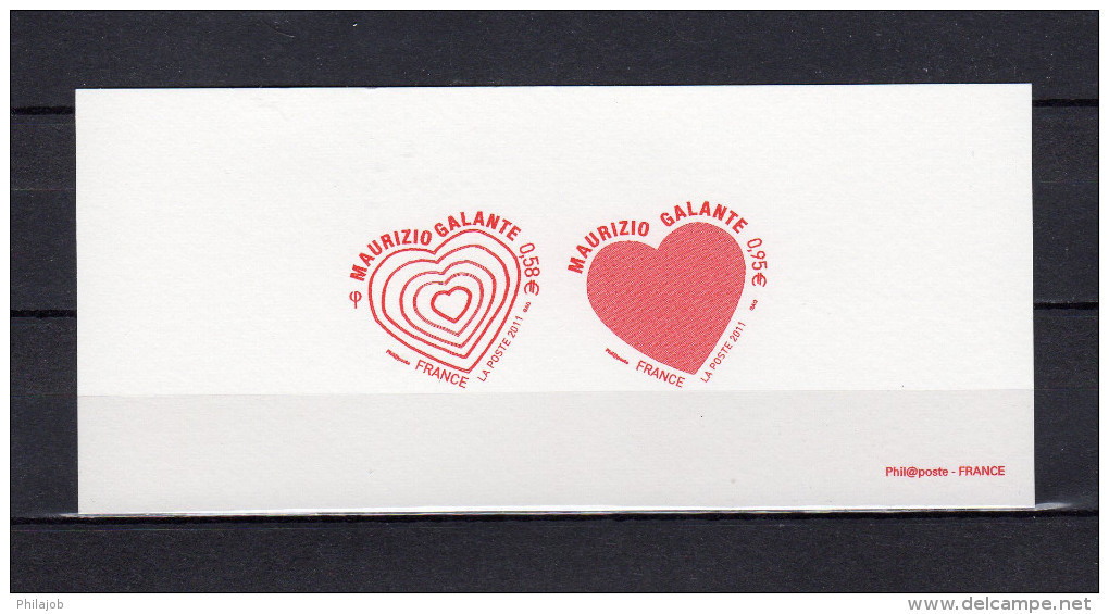 " SAINT-VALENTIN COEURS DE MAURIZIO GALANTE " Sur Gravure Officielle De 2011 N° YT 4528 4529 En Parfait état ! - Documents De La Poste