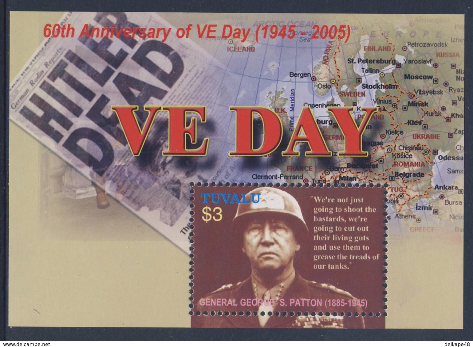 Tuvalu 2005 Mi 1232 = B127 SG 1169 ** George S. Patton (1885-1945), Amerikanischer General / 60 Th Ann.Victory In Europe - Seconda Guerra Mondiale