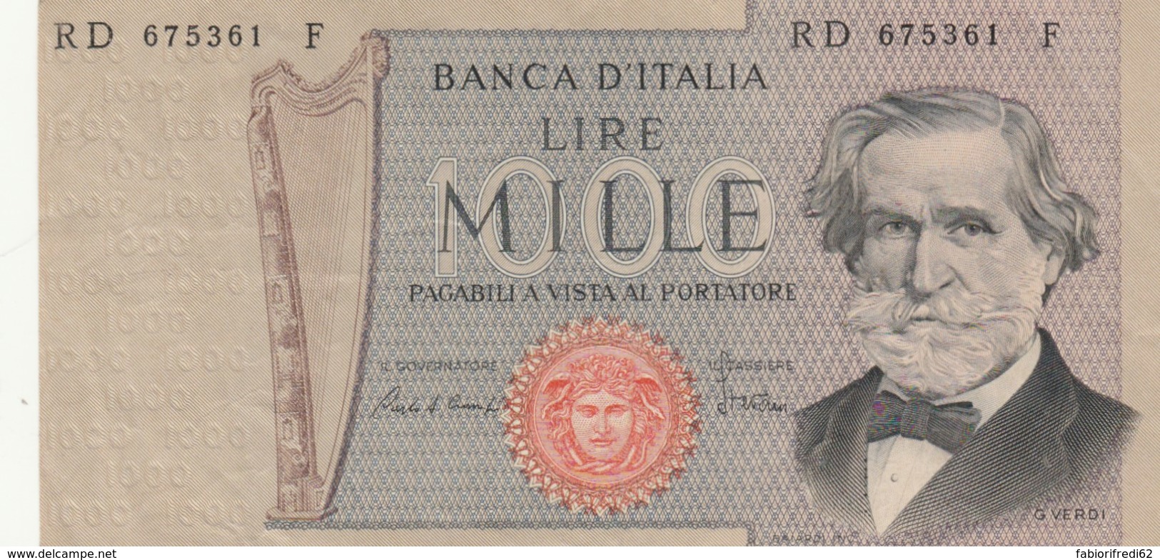 BANCONOTA  ITALIA 1000 LIRE VERDI - EF (BN78 - 10000 Lire