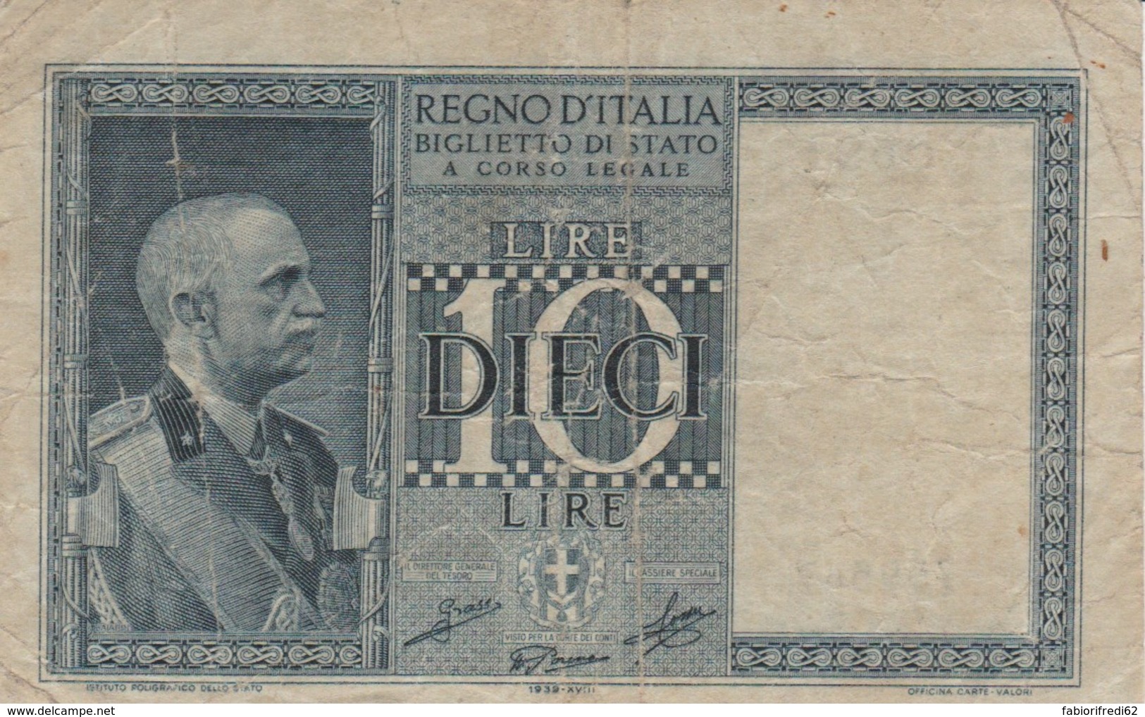 BIGLIETTO DI STATO  ITALIA 10 LIRE -  VF (BN82 - Regno D'Italia – 10 Lire