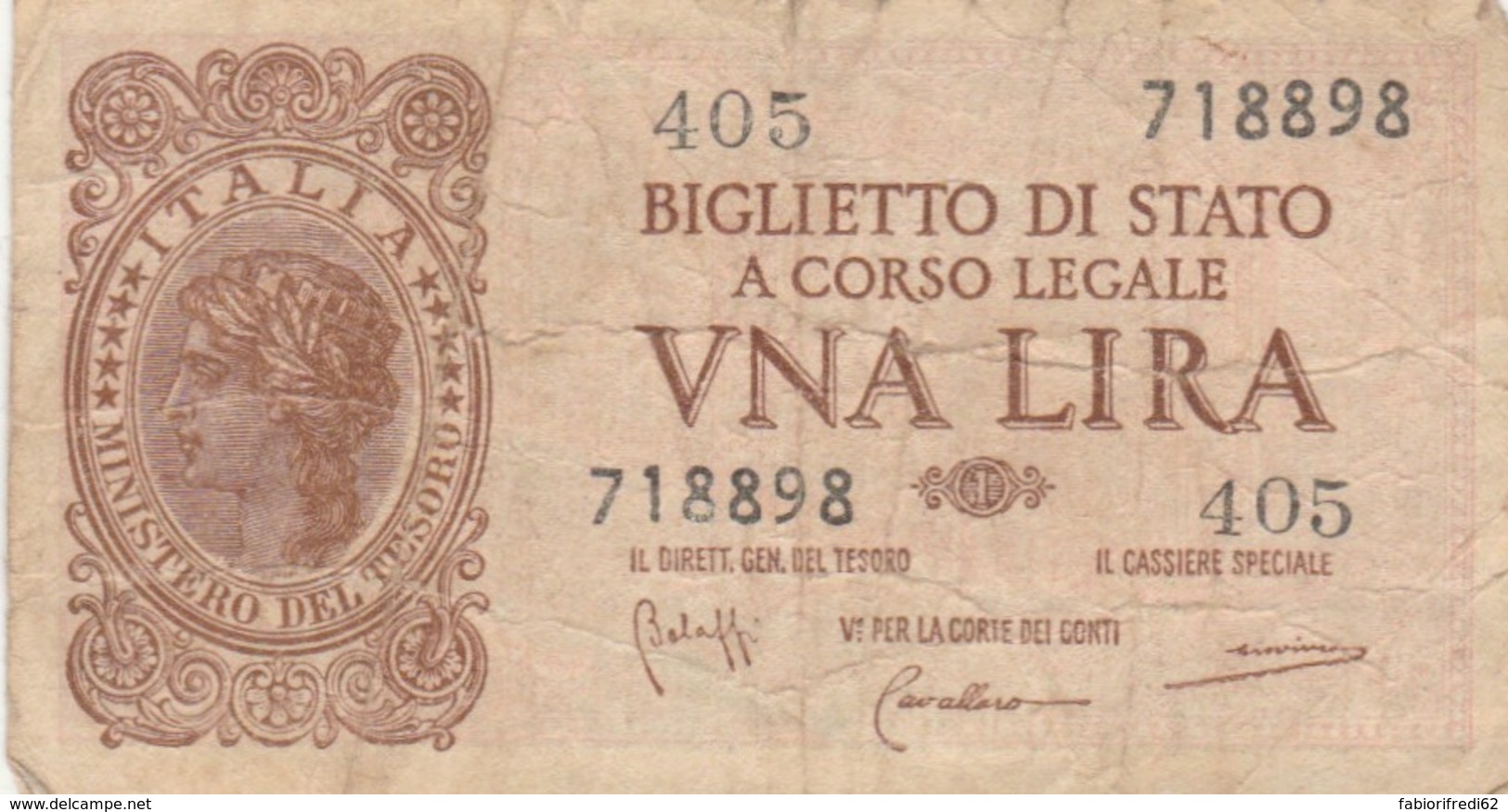 BIGLIETTO DI STATO  ITALIA 1 LIRA - F (BN164 - Italia – 1 Lira