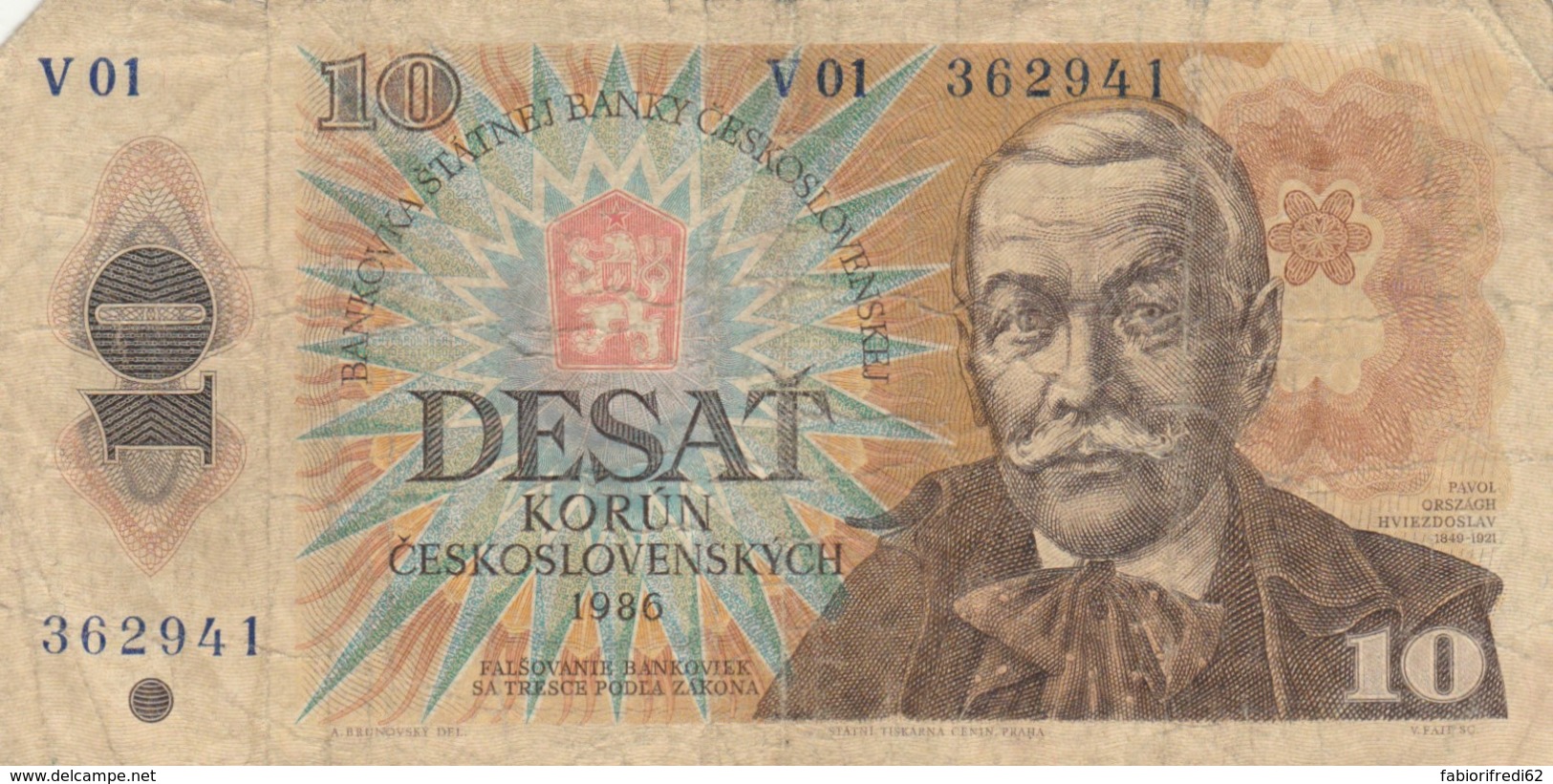 BANCONOTA - CECOSLOVACCHIA 10 KORUN 1986 VF (BN216 - Cecoslovacchia