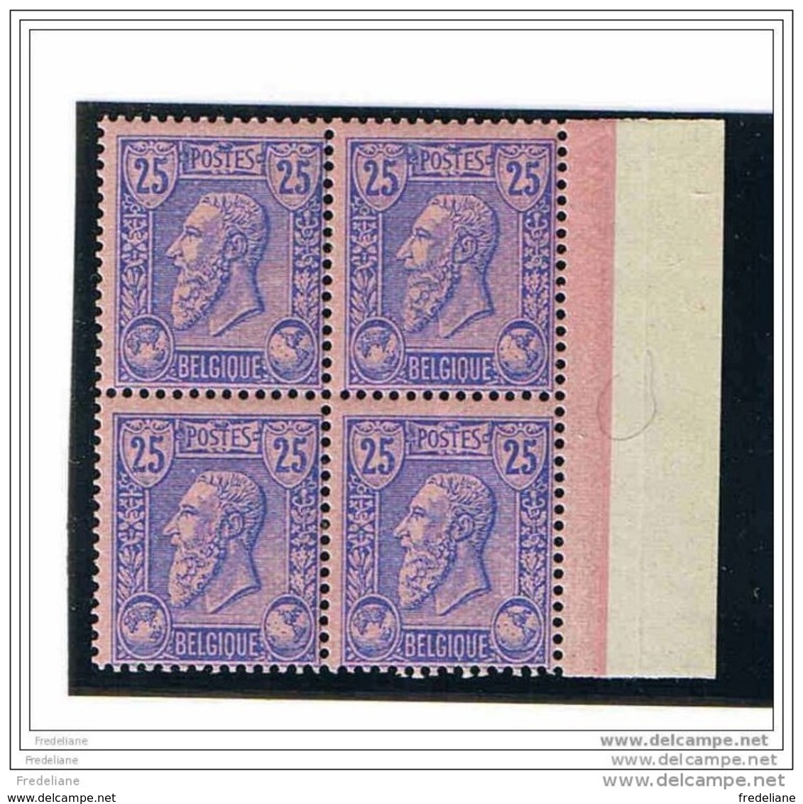 LEOPOLD II - BOORDBLAD/BORD DE FEUILLE - COB : 48 - BLOK VAN 4/BLOC DE 4 - 1985** - Nuevos