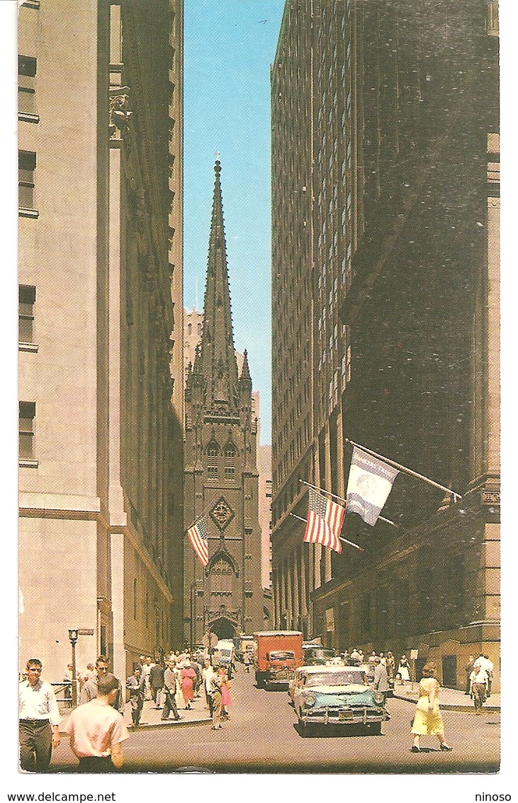 TRINITY CHURCH LOOKING DOWN WALL STREET - Wall Street