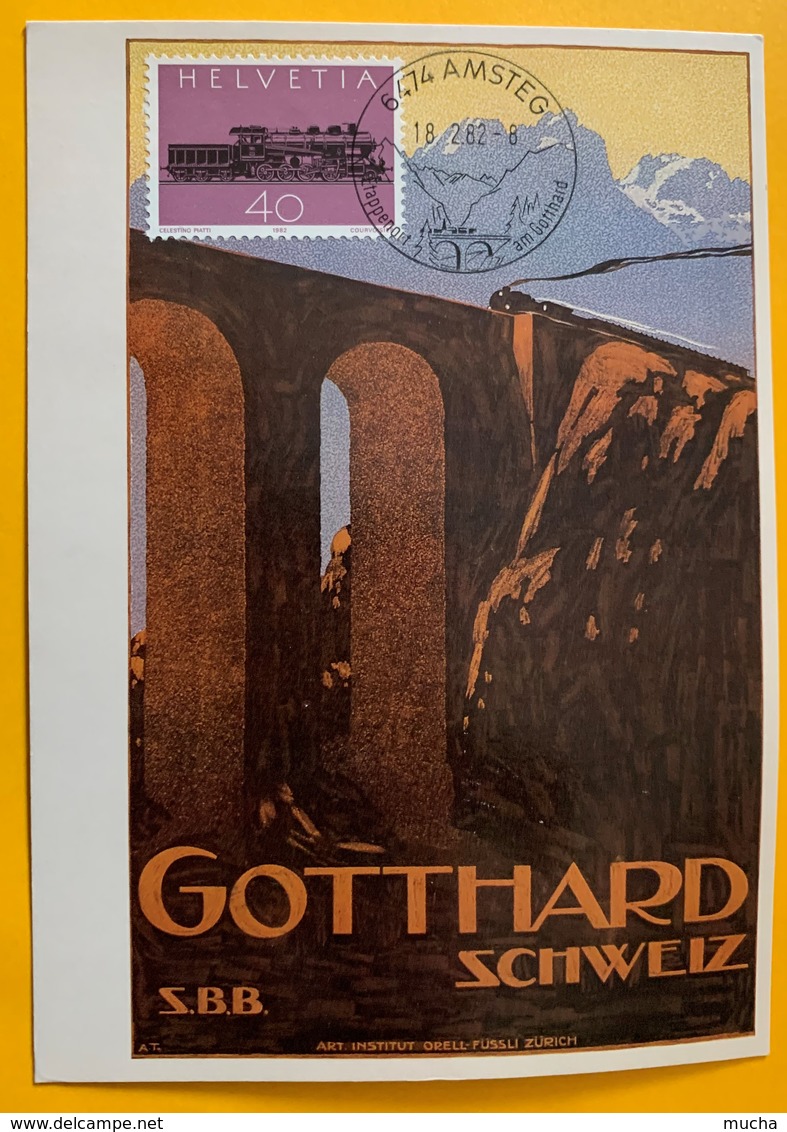 9935 - Carte Maximum Gotthard Amsteg 18.02.1982 - Trains