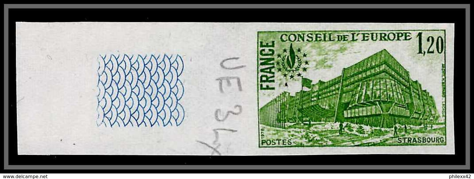 France Service N°58 Conseil De L'europe Europa Vert Essai Color Proof Non Dentelé (imperforate) ** MNH - Other & Unclassified