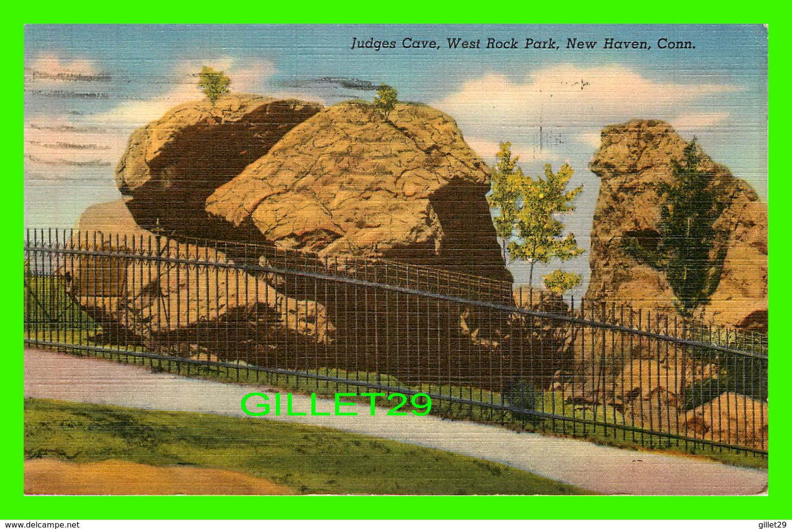 NEW HAVEN, CT - JUDGES CAVE, WEST ROCK PARK - TRAVEL IN 1952 - THE HAROLD HAHN CO INC - - New Haven