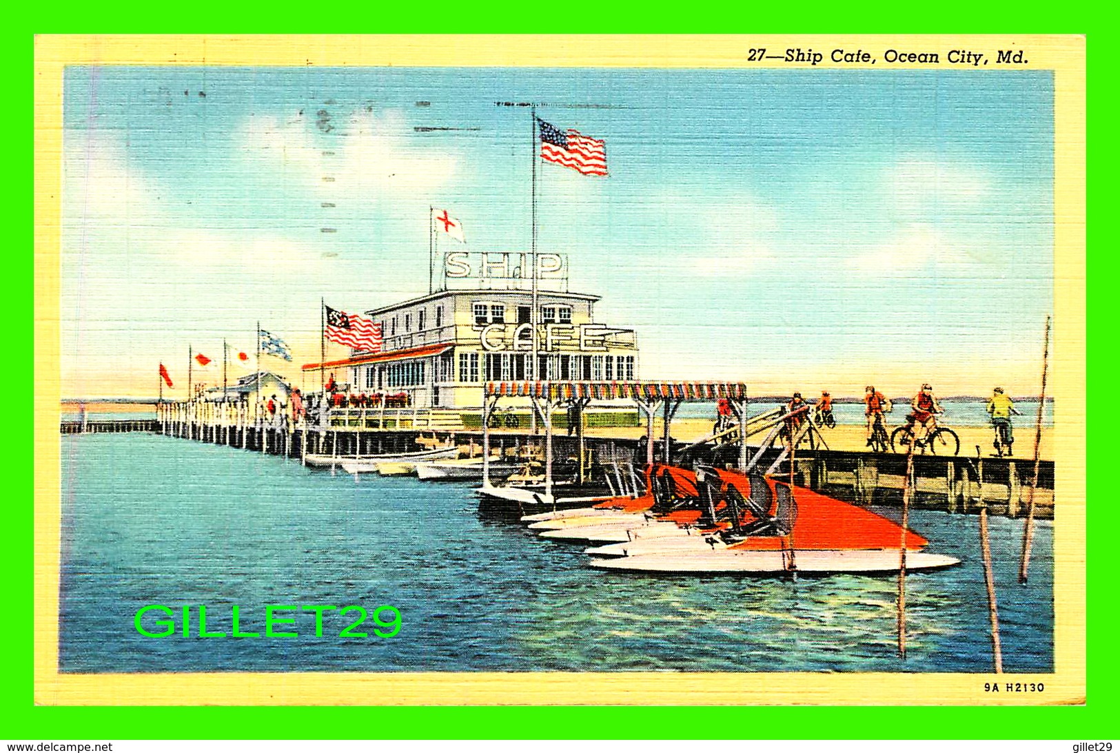 OCEAN CITY, MD - SHIP CAFE - ANIMATED WITH SEEDOO AT THE BOAT DOCKS - TRAVEL IN 1952 - THE HARRY P. CANN & BROS CO - - Ocean City