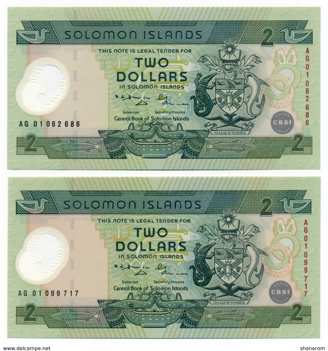 SOLOMON ISLANDS// CENTRAL BANK // 2 X 2 Dollars // POLYMER // UNC - Solomon Islands