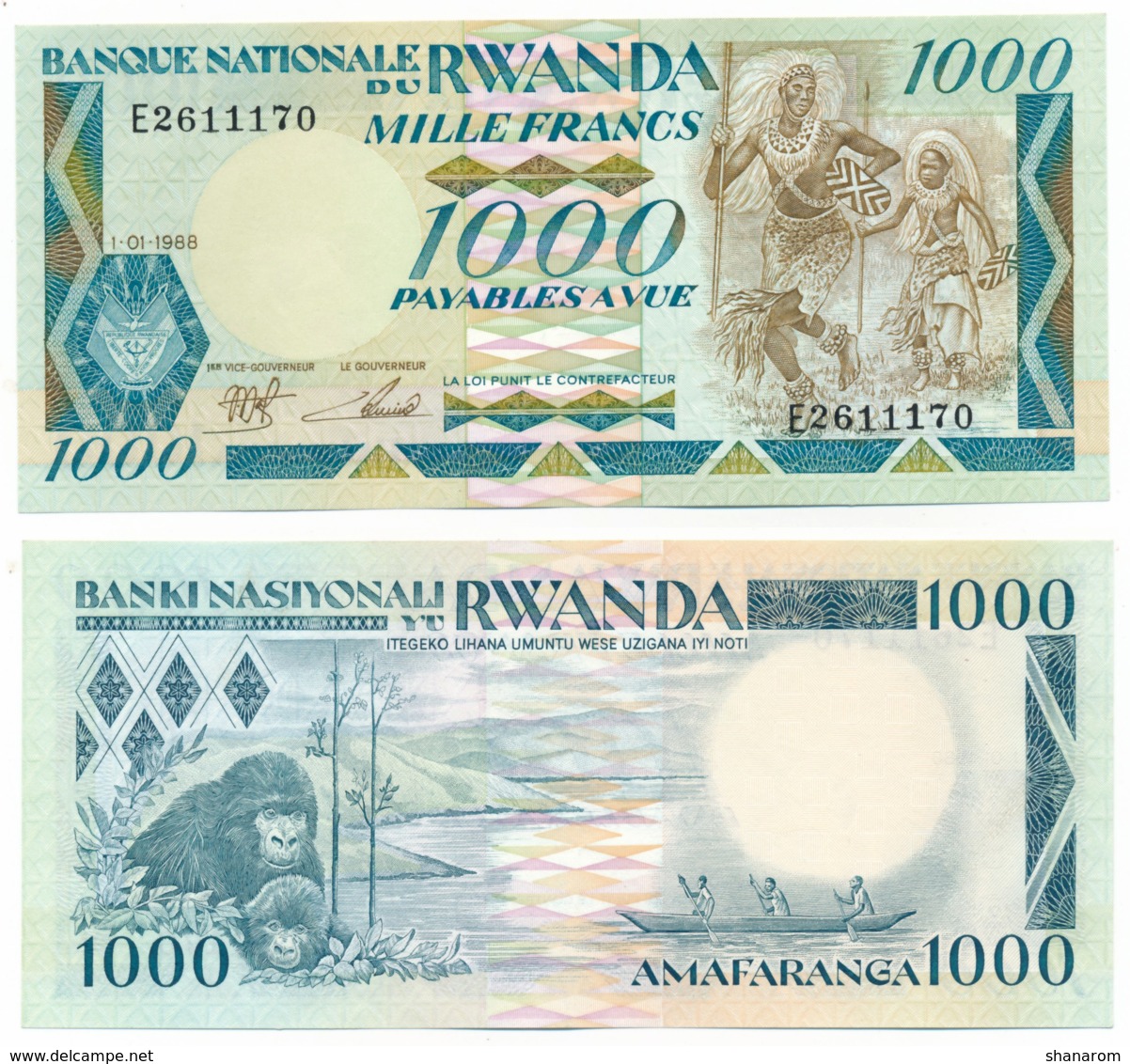 1988 // RWANDA // BANQUE NATIONALE // 1 000 Francs // UNC - Rwanda