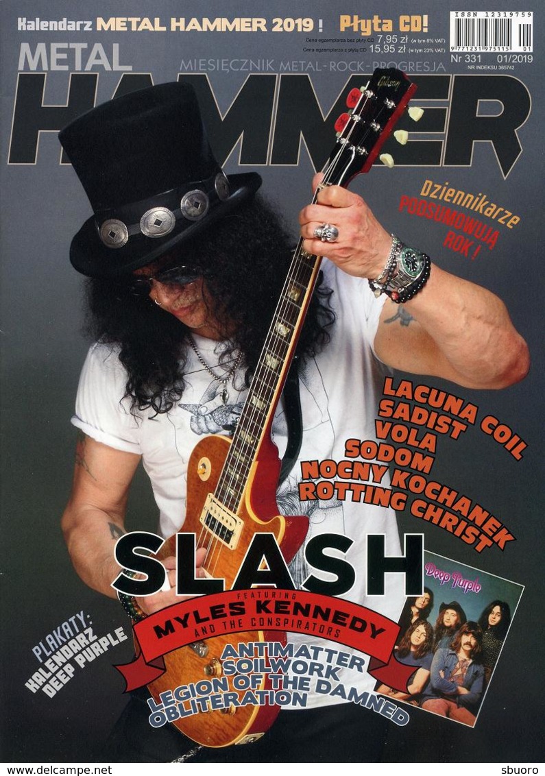 Magazine Metal Hammer En Polonais (Pologne) N°331 Janvier 2019. Slash En Couverture. Sans Le CD. - Muziek