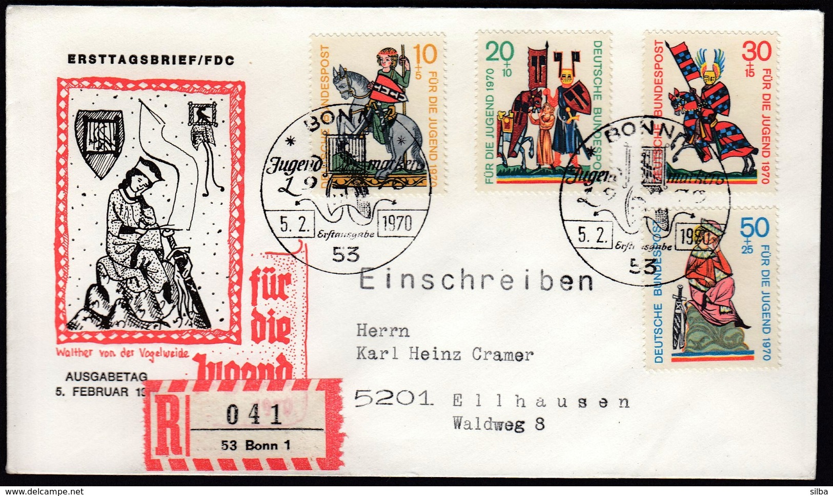 Germany Bonn 1970 / Für Die Jugend, Youth / Knight, Horse, Sword / FDC - Other & Unclassified