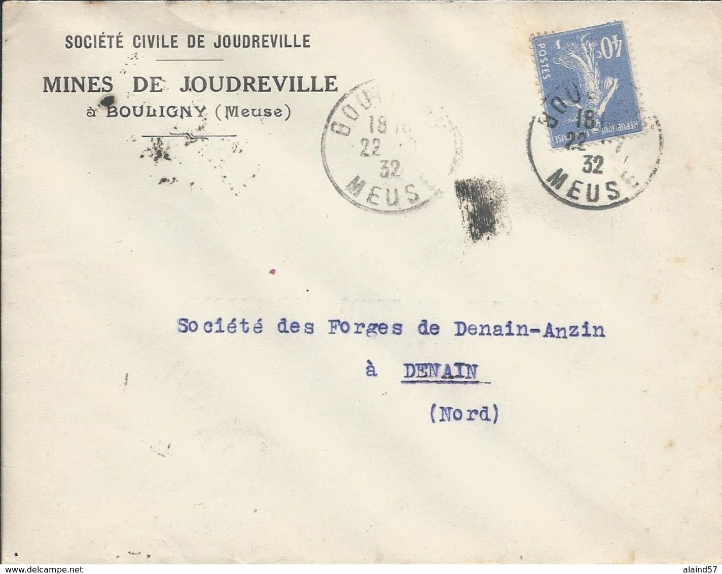 LSC Avec Cachet Du 22/7/1932 De Bouligny (Meuse) Pour Denain (Nord) Avec Semeuse - 1921-1960: Période Moderne