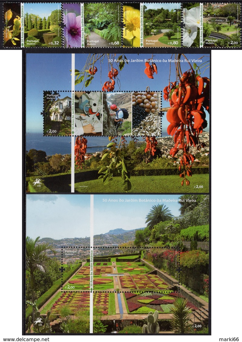 Portugal - Madeira - 2010 - 50 Years Of Botanical Garden In Madeira - Mint Stamp Set + 2 Souvenir Sheets - Madeira