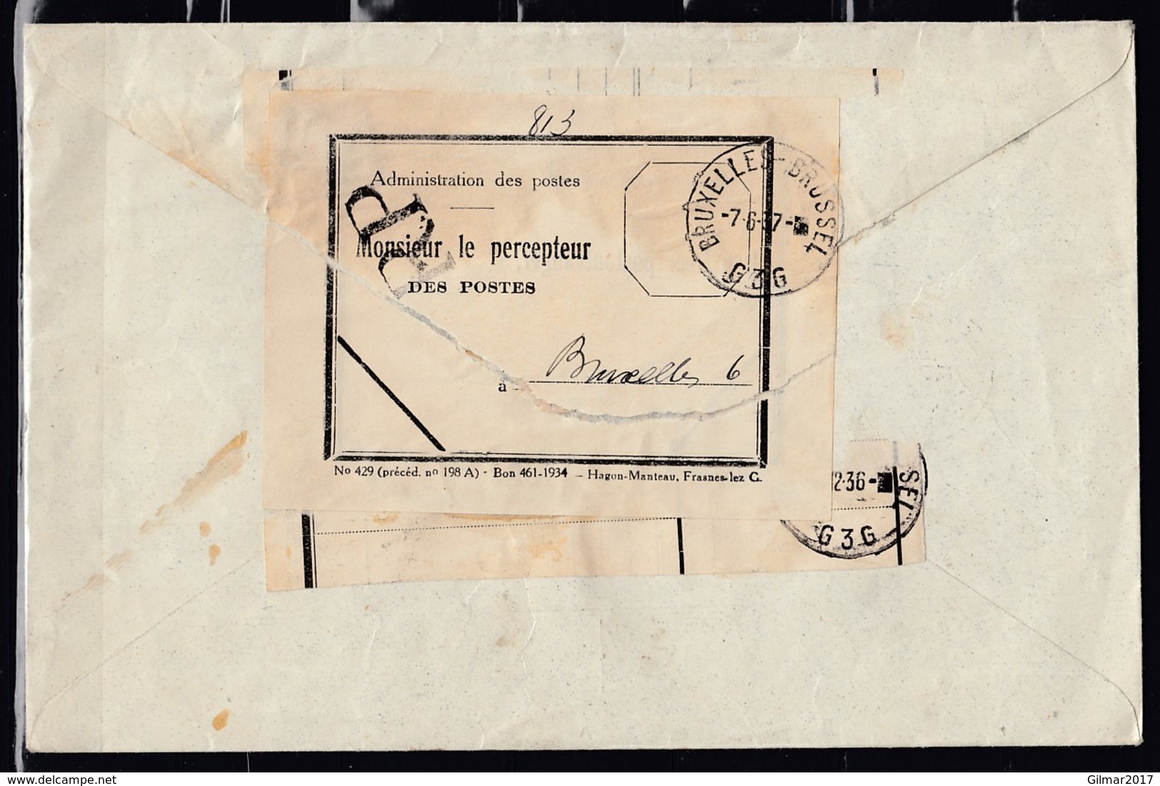 Brief Van Administration Des Postes Ouverture Des Rebuts Naar Postes Posterijen DTPE Met Annulatie Stempel - Briefe U. Dokumente