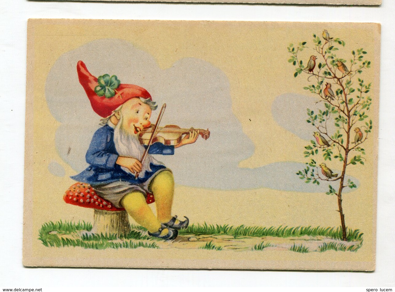 Zwerg Gnome Lutin Tomtar Dwarf  Vintage Postcard  Postkarte Fairy Tale Carte Postale Violin Music Violinist - Contes, Fables & Légendes