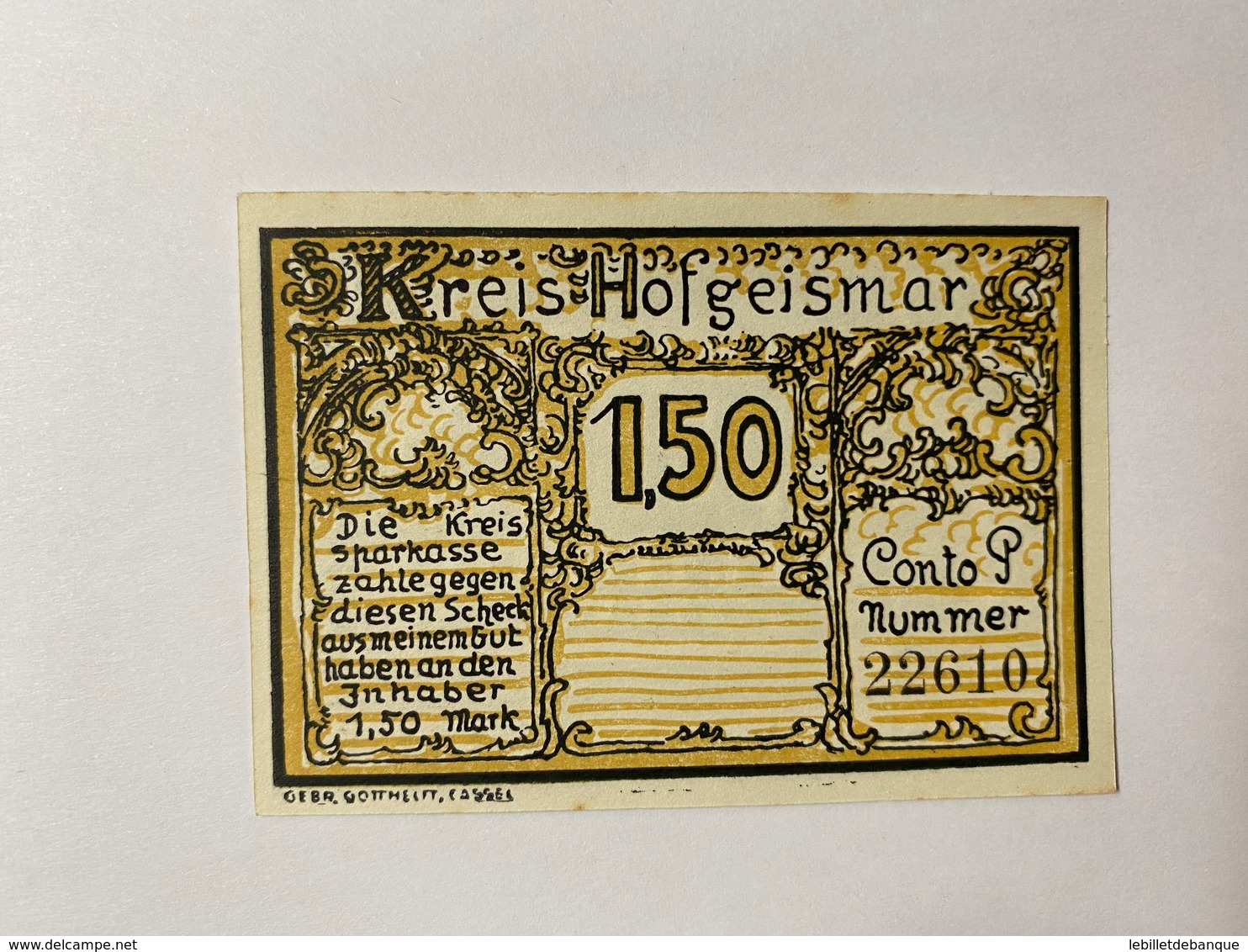 Allemagne Notgeld Hofgeismart 1 Mark 50 - Collezioni