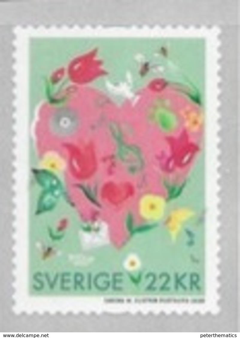 SWEDEN, 2019, MNH,HEARTFELT GREETINGS,PINK HEART, FLOWERS, BEES, COIL STAMP,1v - Abeilles