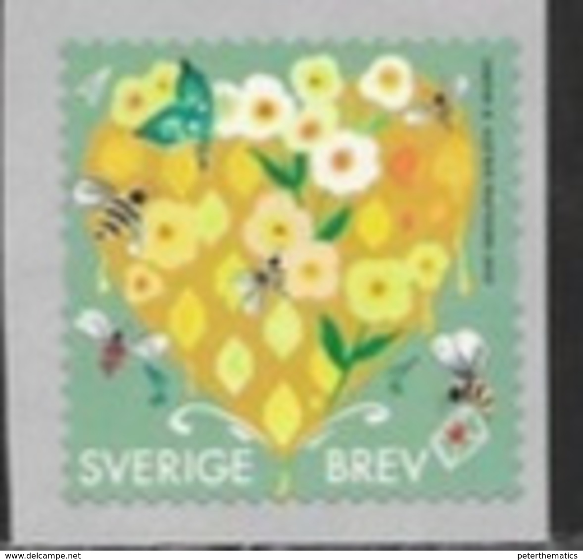 SWEDEN, 2019, MNH,HEARTFELT GREETINGS, HONEY HEART, FLOWERS, BEES, COIL STAMP,1v - Honeybees