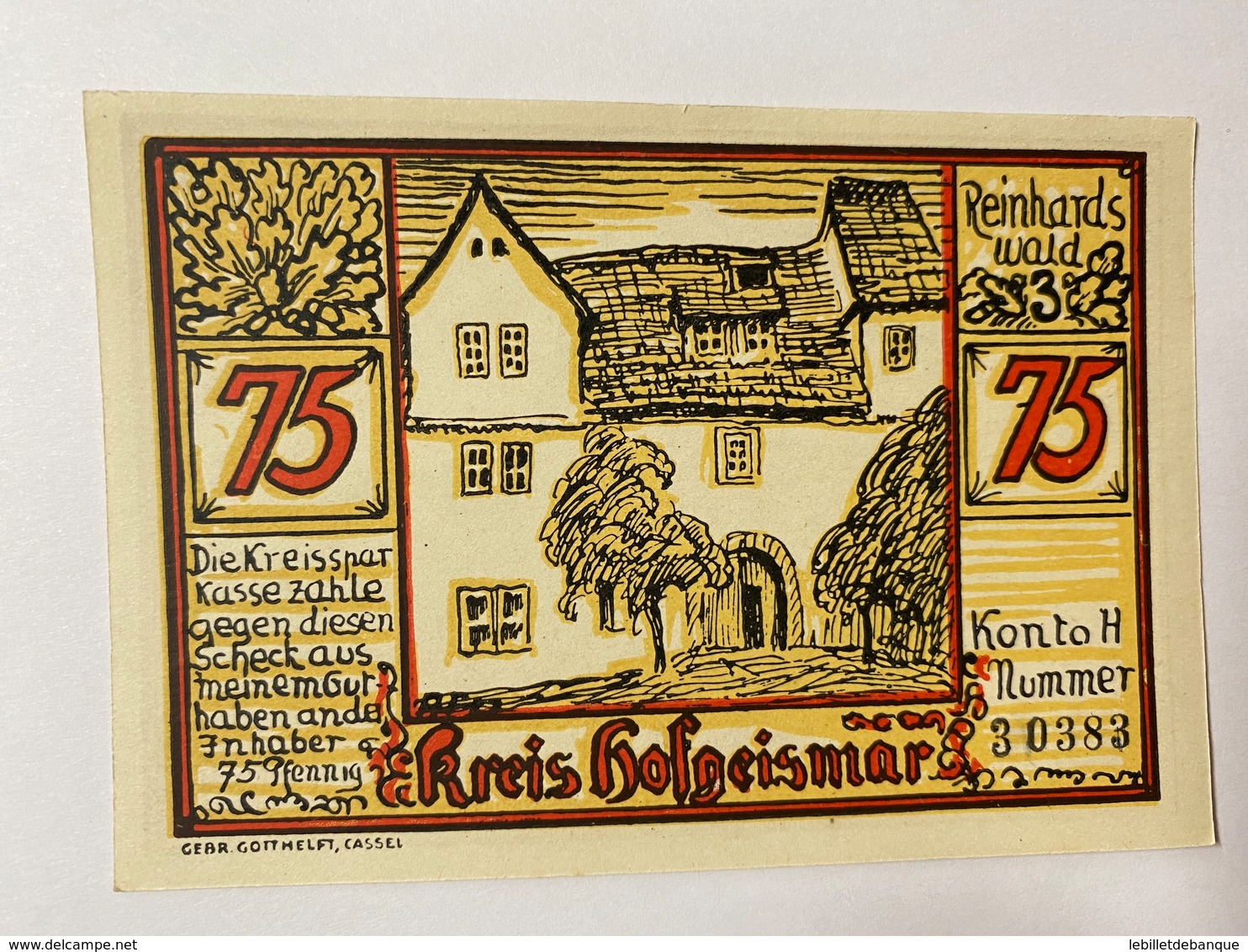 Allemagne Notgeld Hofgeismar 75 Pfennig - Collezioni