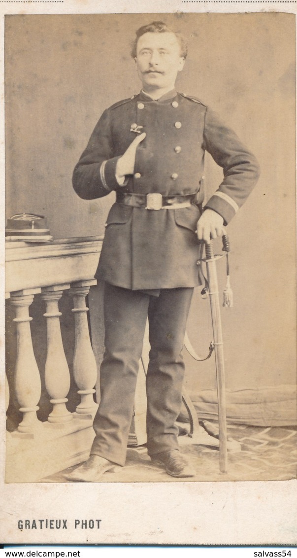 CDV Portrait D'un Officier De La Garde Nationale (second Empire) Par Gratieux à  Largentière (Ardèche) - 2 - Guerre, Militaire