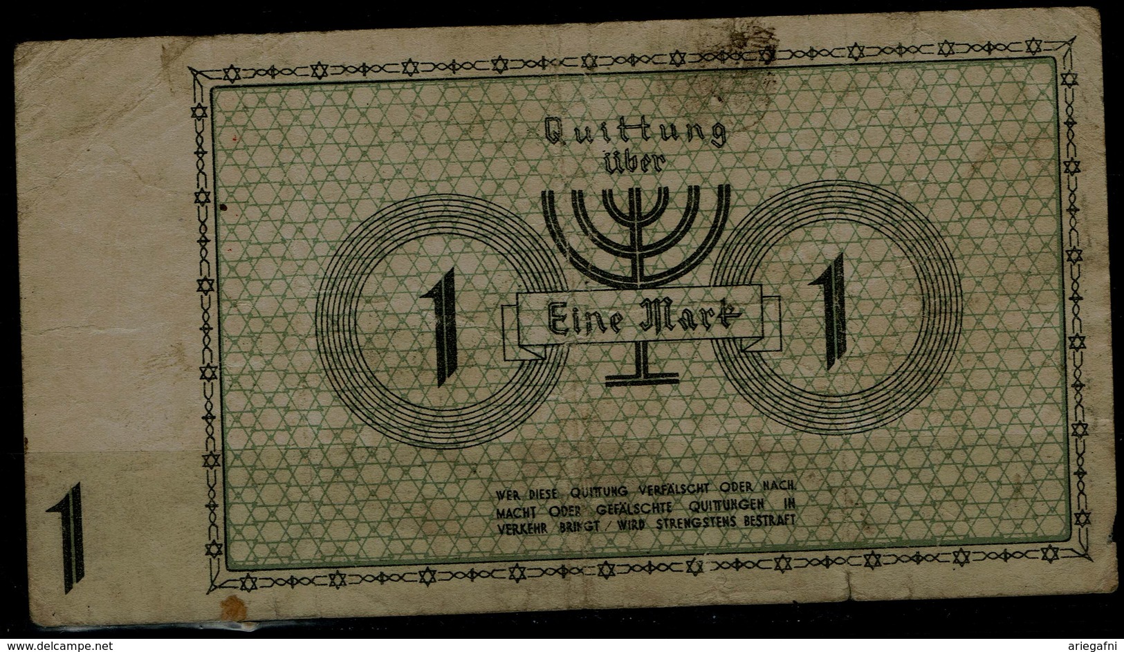 GERMANY 1940 BANKNOTES FROM LITSMANSTADT 1DM USED VF!! - 2. WK