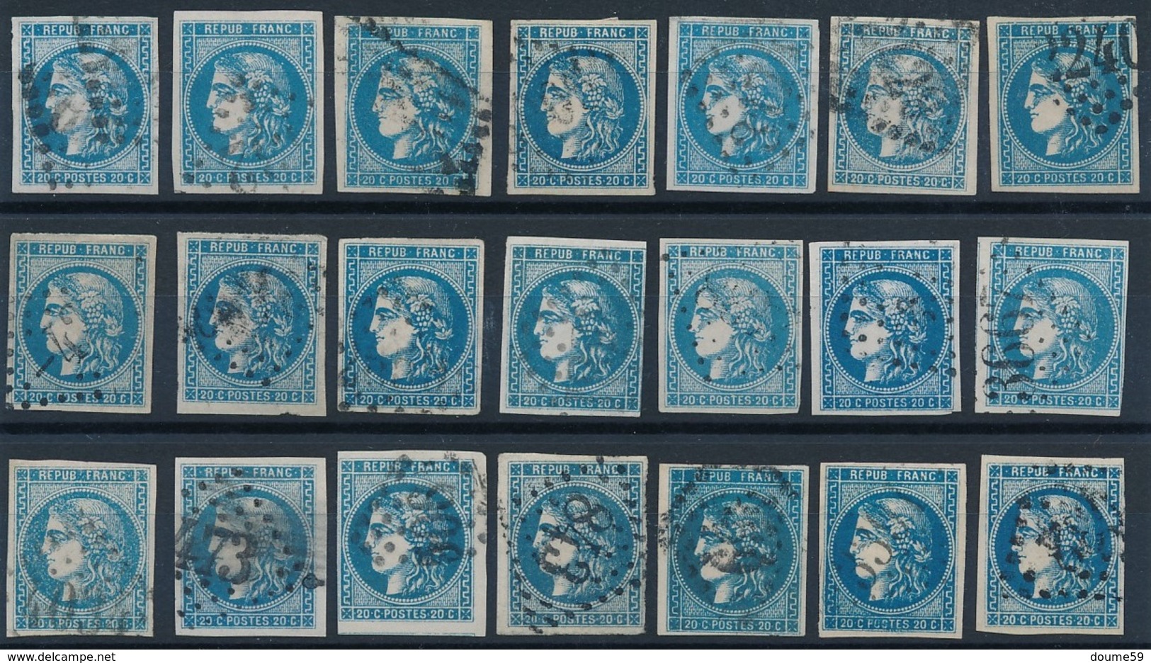 DH-149: FRANCE: Lot Avec "BORDEAUX" N°46B (21) Pour étude De Planchage  Lot N°2 - 1870 Uitgave Van Bordeaux